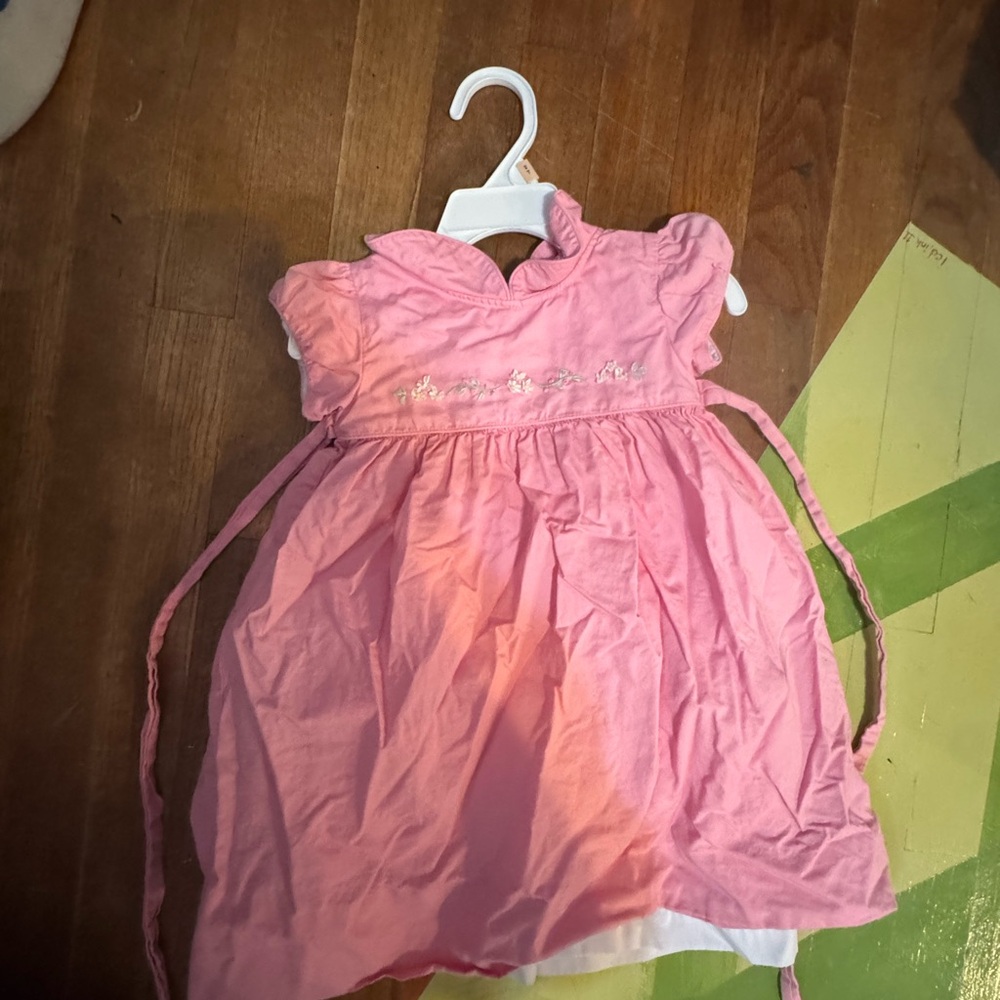 Strasburg Pink Baby Dress with Floral Details
